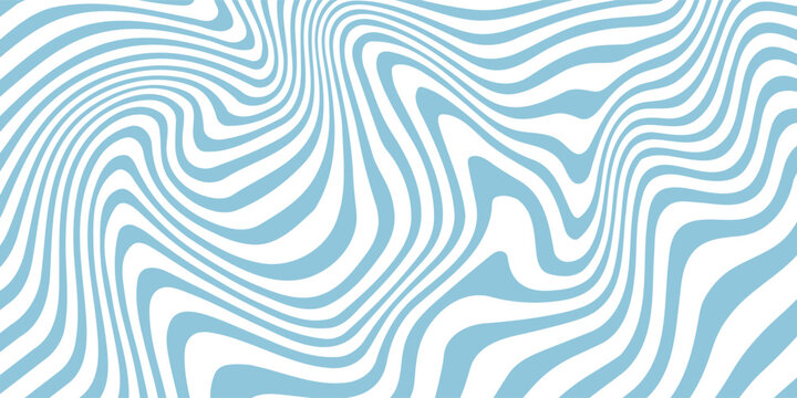 Blue and beige diagonal wavy lines seamless pattern. Simple vector abstract liquid stripes background. Funky groovy texture with diagonal waves, fluid shapes, flow. Stylish repeated decorative design
