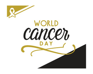 World Cancer Day Black and Gold Stylish Typography Poster