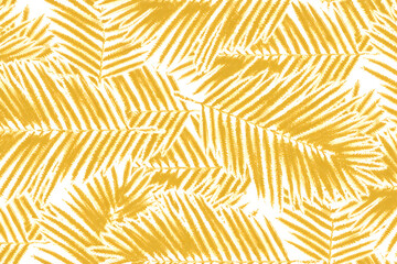 金色のフェーンリーフシームレスパターン背景、エレガントな植物モチーフの装飾デザイン