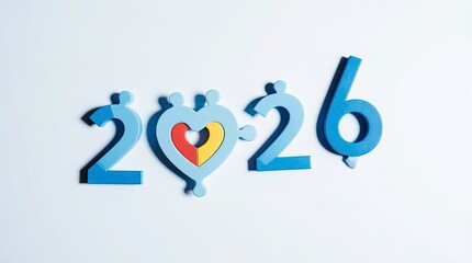 Four interlocking puzzle pieces arranged horizontally, containing one digit of the year 2026.