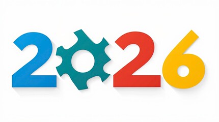 Four interlocking puzzle pieces arranged horizontally, containing one digit of the year 2026.