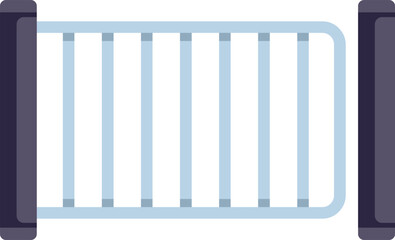 Simple vector illustration of metal barrier restricting access to private property with vertical steel bars