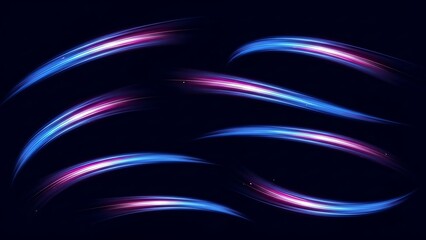 Blue and pink light trails on black background