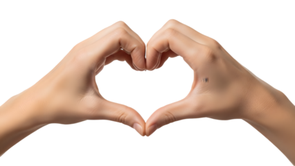 Hands forming a heart isolated on transparent background