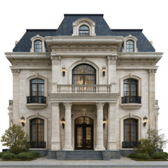 Fototapeta premium Ornate mansion with a balcony isolated on transparent background