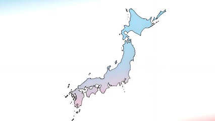 Obraz premium Colorful gradient map of Japan with soft pastel tones