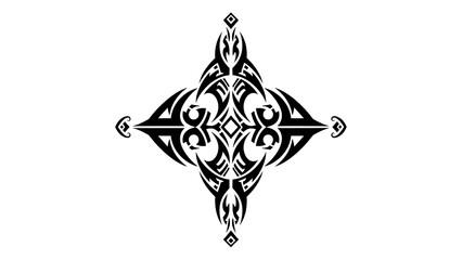 Tribal Starburst Tattoo Design - Abstract Black Ink Graphic