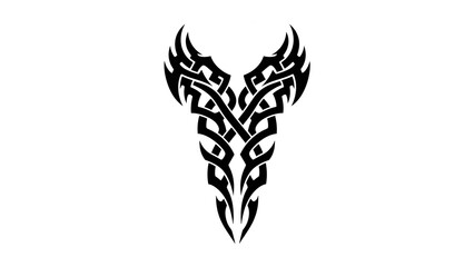 Tribal Tattoo Design - Abstract Black Ornament on White Background