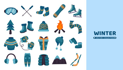 Set of winter element collection