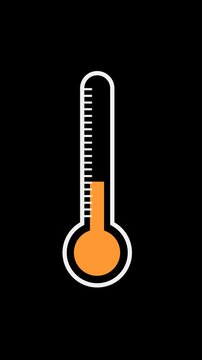 Thermometer Temperature Animation Increase and Decrease Clinic and Weather Alpha Channel. 4K Resolution.