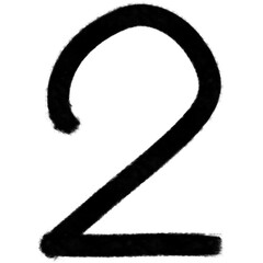 Black number two. number 2. hand drawn doodle illustration.