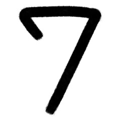 Black number seven. number 7. hand drawn doodle illustration.