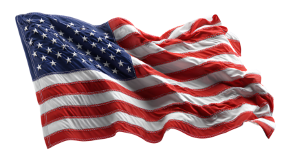USA Flag Waving in the Wind – High Resolution American Flag on Transparent Background