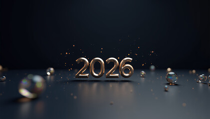 Elegant 2026 Numbers with Bubbles and Glitter new year