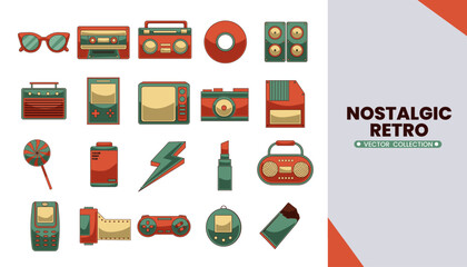 Retro nostalgic musik set element 