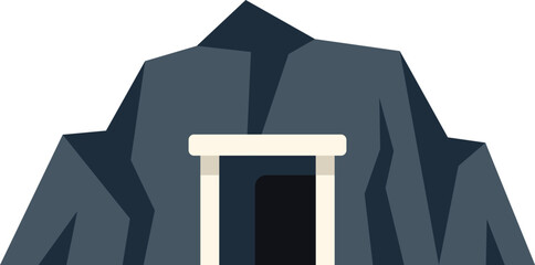 Old mine entrance illustration featuring a dark opening in a mountain with support beams