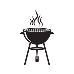 Classic charcoal barbecue grill with rising smoke, perfect for outdoor cooking and summer gatherings