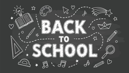 Back to School Sale Banner with Books and Backpack