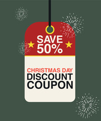 Christmas Day Illustration with Discount Coupon at Save 50%