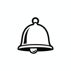 A stylized black and white bell icon with a rounded shape and circular top detail