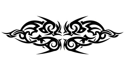 Obraz premium Tribal Tattoo Design Element - Black Ink Ornate Swirls and Sharp Edges