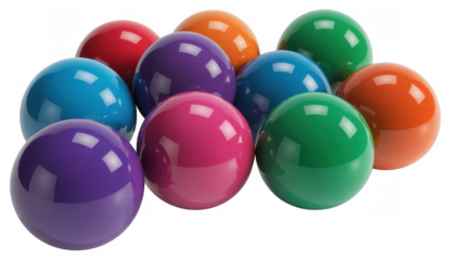 Colorful shiny balls in various colors and sizes colorful balls isolated on a transparent background