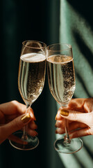 Two Women Toasting with Champagne Glasses at Celebration Party