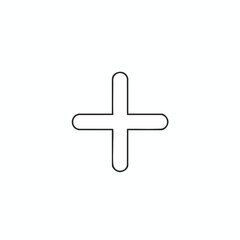 A simple plus sign made of a continuous black line with rounded ends