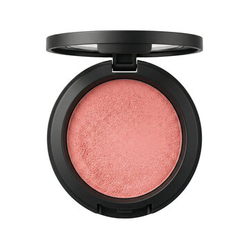 Open Black Compact With Pink Powder Blush Cosmetic