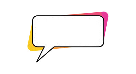 Naklejka premium Rectangular speech bubble with a vibrant multi colored shadow in yellow orange and pink for a modern and creative chat design.