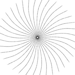 Obraz premium Abstract Hand-Drawn Spiral Sunburst with Grainy Textured Curved Rays on White