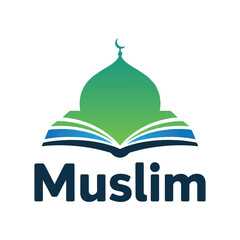 A profound vector of an open holy book integrated with a mosque dome and crescent, symbolizing spiritual enlightenment, Islamic knowledge, faith, and religious education