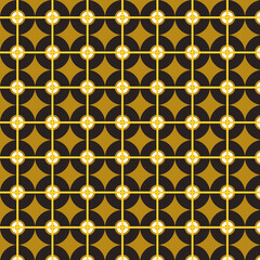 Seamless Retro Geometric Circle Grid Pattern in Gold and Black