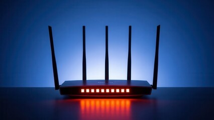 Modern wireless router with four antennas