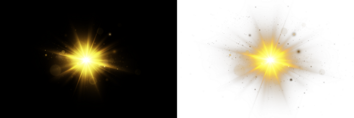 Golden Sunburst Sunlight Lens Flare PNG Light Effect Overlay Isolated on Transparent Background