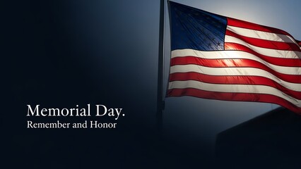 American flag waving with Memorial Day text