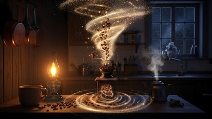 Mystic swirling incense smoke at night.