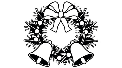 Christmas Wreath Made Of Pine Branches And Ribbons