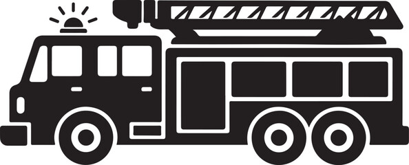Fire Ladder Truck Silhouette Icon Vector © Thi