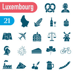 Icons about Luxembourg traditions, culture, and symbols. A set of solid icons about Luxembourg.