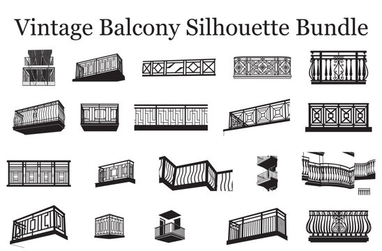 Vintage Balcony Silhouette Bundle