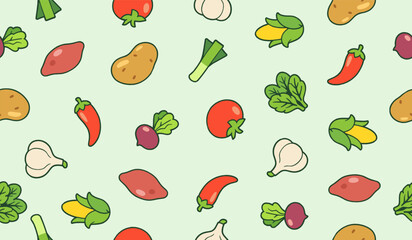 Mixed vegetables pattern background vector design
