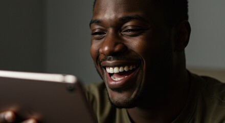 A man looks intently at a tablet screen, highlighting the concept of digital technology.Concept of digital technology and business productivity.