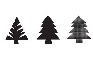 Christmas tree icon set. Vector illustration 