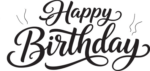 Happy Birthday Hand Lettering Typography Clean Minimal Text Design