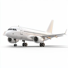 Fototapeta premium Detailed White Passenger Airplane Isolated on White Background in a Seamless Style