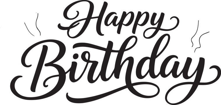 Happy Birthday Hand Lettering Typography Clean Minimal Text Design