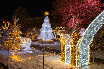 Illuminations de No&euml;l &agrave; B&eacute;ziers dans le d&eacute;partement de l'H&eacute;rault en r&eacute;gion Occitanie - France