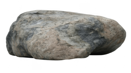 Large gray rock with black and brown spots large rock isolated on a transparent background