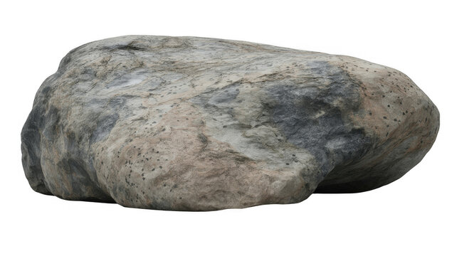 Large gray rock with black and brown spots large rock isolated on a transparent background